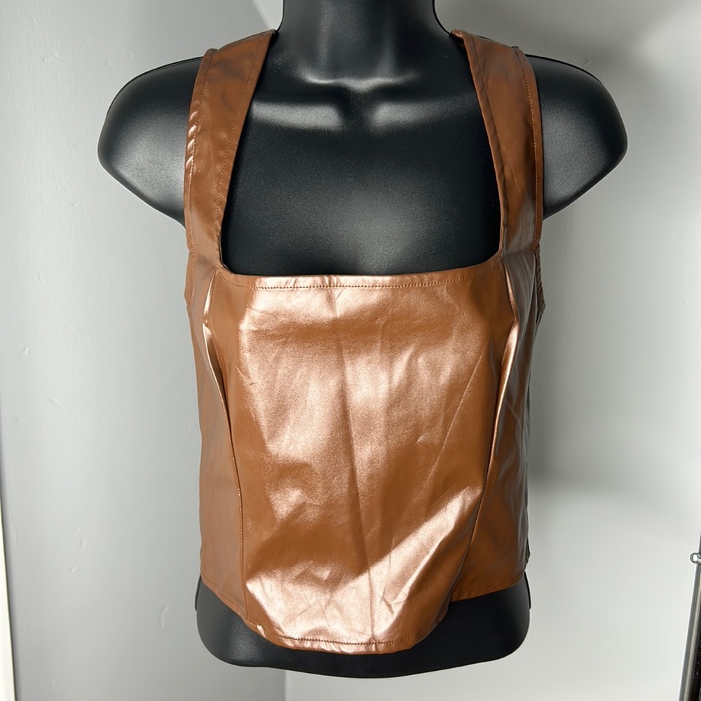 🆕 SHEIN Cocoa Faux Leather Top